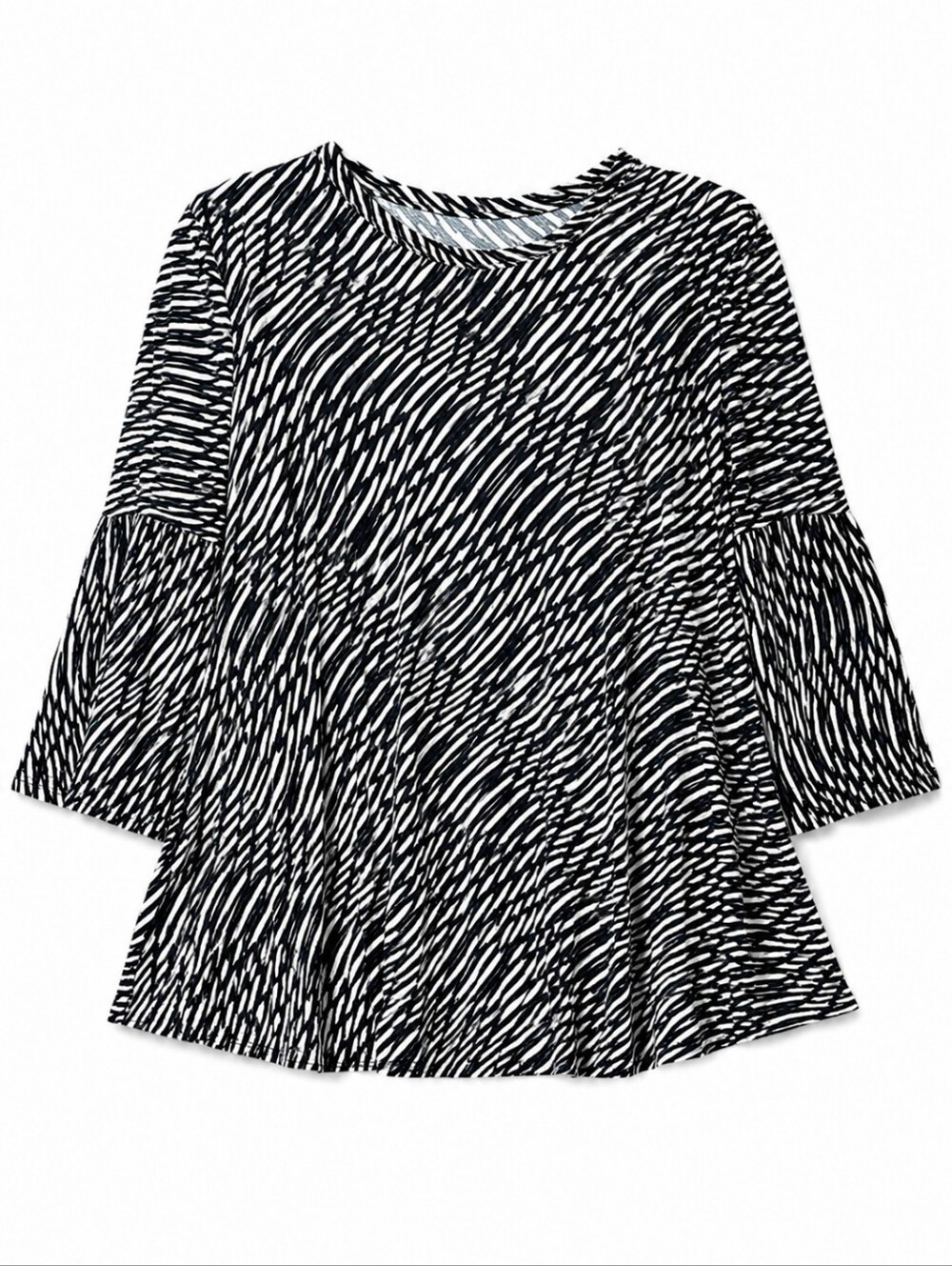 IC By Connie 1X Black White Dress Geometric Print Over Size Semi Sheer B…